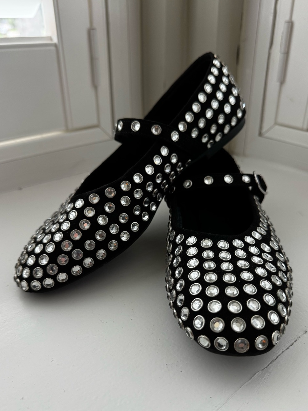 a new day Black Jeweled Mary Jane Shoes